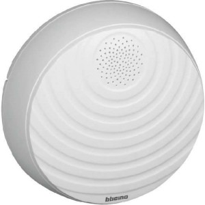 Campanelli t.b.t. bianco con forma rotonda e scanalature concentriche.