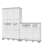 Set armadi portautensili t.b.t., grigio e bianco, con diversi armadi.