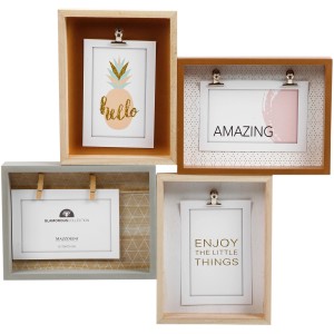 Cornice multipla con quattro portafoto in diversi design.