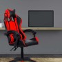 Sedia da gaming nera e rossa. Sedia da scrivania ergonomica per gamer.