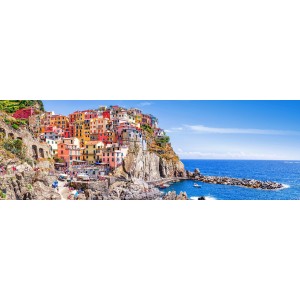 Colorata cittadina costiera su rocce vicino al mare, Quadri.