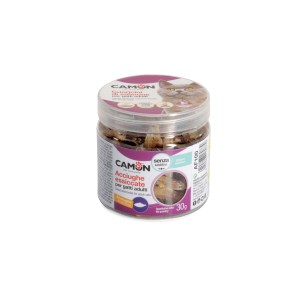 Camom acciughe essiccate per gatti, snack per gatti in vetro.