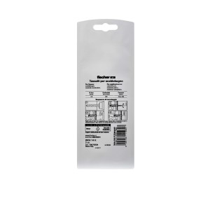 Confezione Fischer Tasselli per Scaldabagno, dettagli su dimensioni e istruzioni d'uso.