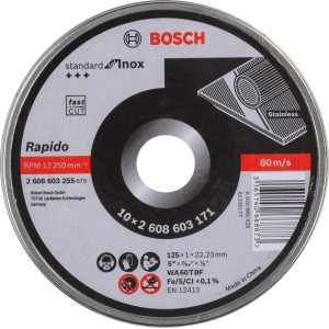Disco da taglio Bosch 10x125 Inox per smerigliatrici angolari, ideale per la lavorazione dell'acciaio.