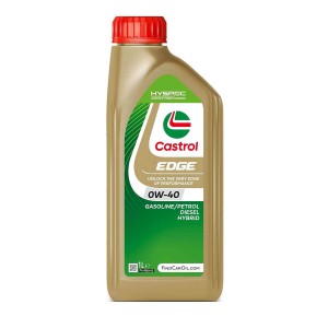 Olio motore Castrol Edge 0W-40 per motori benzina, diesel e ibridi.