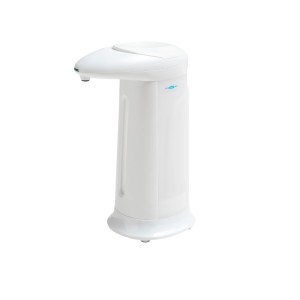 Dispenser sapone automatico bianco per bagno e cucina.