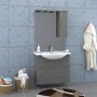 Mobile bagno grigio con specchio e pensile. Set di mobili da bagno moderno.