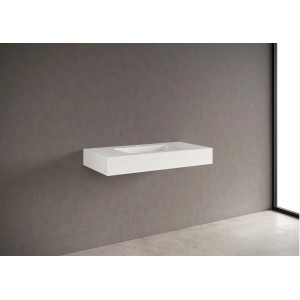 Consolle lavabo t.b.t. bianca su parete grigia. Design semplice e moderno.