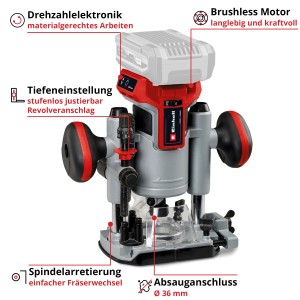 Einhell TP-RO 18 Li BL fresatrice a batteria: Utensile a batteria per la lavorazione precisa del legno.