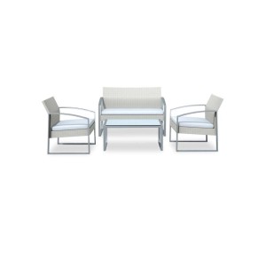 Salotto da giardino Garden Friend Alicante polyrattan bianco 4 posti