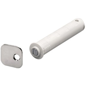 Hettich Push to Open, apritoio per ante, bianco, da incasso, con contropiastra.
