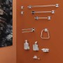 Set accessori bagno t.b.t. da parete: portasciugamani, dispenser sapone, portaspazzolini, portasapone.