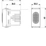 Disegno tecnico di t.b.t. interruttore/pulsante con dimensioni per l'installazione.