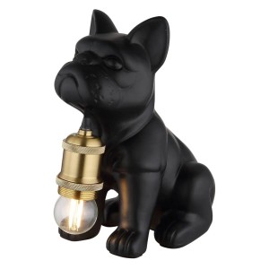 Lampada da tavolo DOGO forma di cucciolo di cane ceramica nera satinata