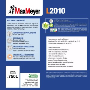 Informazioni sull'applicazione e la composizione della pittura per interni bianca L2010 di MaxMeyer.