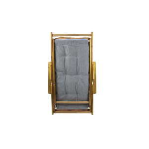 Lettino prendisole t.b.t. piegato con cuscino grigio, visto dall'alto.