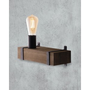 Applique rustica marrone Texas di Luce Design con attacco E27. Ideale per stile rustico o industriale.