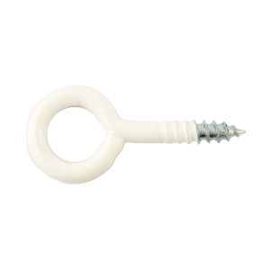 Gancio a vite bianco per varie applicazioni, parte di un set di ganci e occhielli.