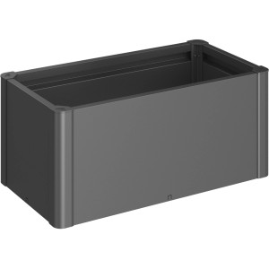 Aiuola rialzata Biohort Belvedere Mini, grigio scuro metallizzato, ideale per giardino e balcone.