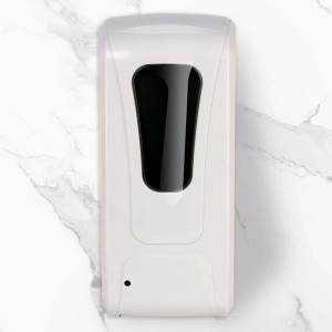 Dispenser sapone t.b.t. bianco da parete con indicatore di livello.