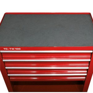 Carrello da officina rosso Einhell TC-TW 100 con 4 cassetti e ripiano.