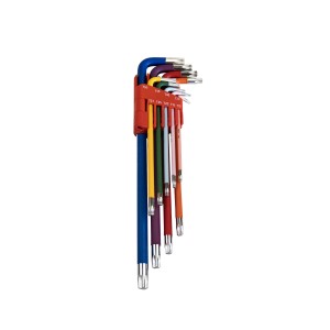Set colorato di chiavi Torx t.b.t., ordinate in supporto.