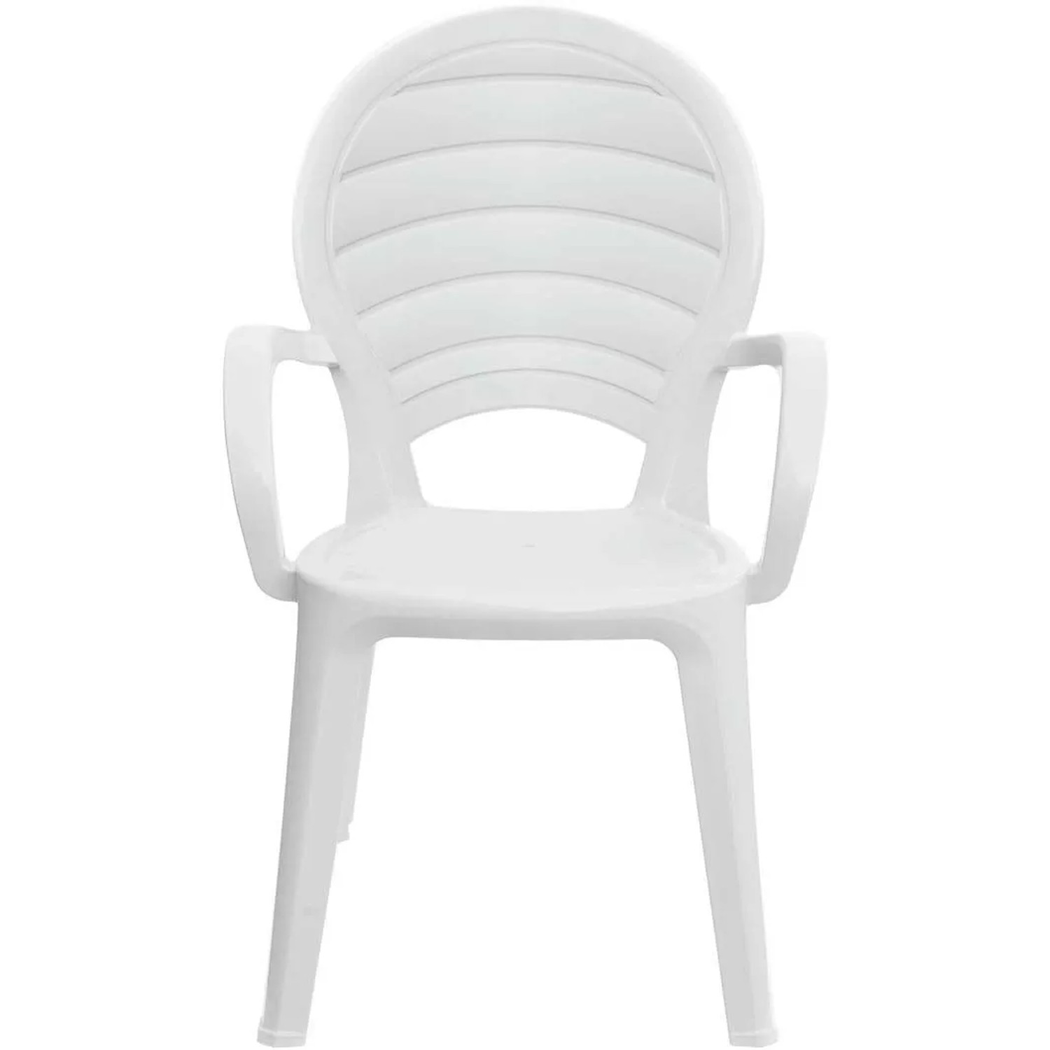 Sedia da giardino bianca t.b.t. in plastica con braccioli per esterni.
