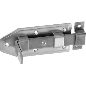 Catenaccio per porta in acciaio inox, 120x55mm, per fissare porte e cancelli all'esterno.