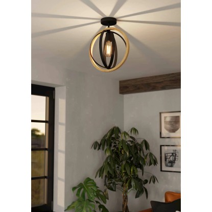 Plafoniera Basildon Ø 32 x 37,5 cm nero-marrone