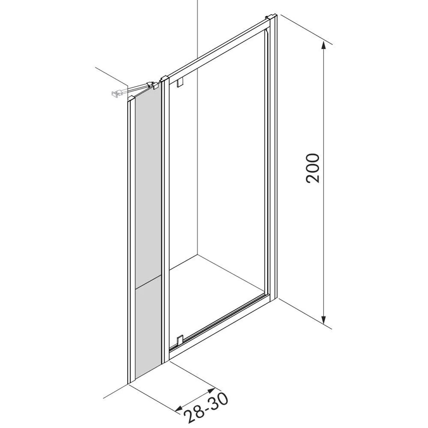 Porta doccia fisso linea Elite 28-30x200 cm nichel spazzolato_2