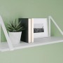 Mensola a muro con staffa triangolare bianca opaca, 27,2x27,2 cm, con elementi decorativi.