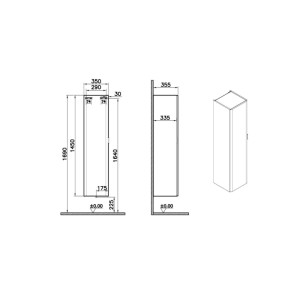 Mobile bagno colonna sospesa Mia Plus Round 35x145 cm bianco lucido