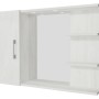 Mobile specchio bianco con anta, specchio e ripiani. Ideale per il bagno.