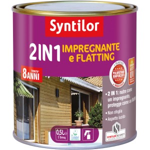 Barattolo di impregnante per legno Syntilor 2in1 per protezione e cura durature.