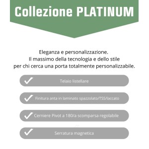 Dettagli della porta interna t.b.t.: telaio, laminato, cerniere e serratura magnetica.