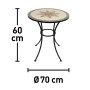 Tavolino da balcone Honobia con mosaico, struttura in acciaio, Ø 70 cm.