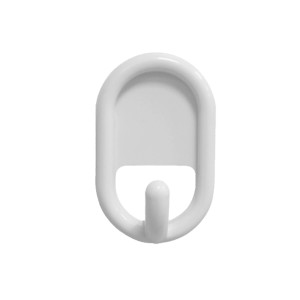 Gancio adesivo ovale bianco per bagno e cucina.