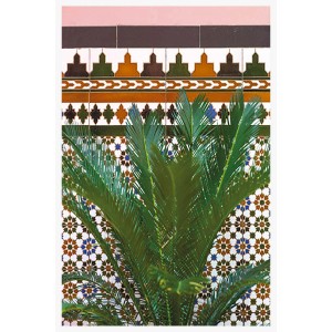 Piastrella Quadri con motivo vegetale, dettagliata e colorata.