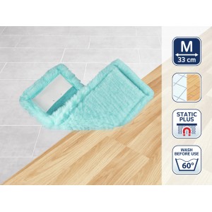 Panno di ricambio Leifheit Clean Twist M Ergo static plus, turchese, larghezza 33 cm per pulizia pavimenti.