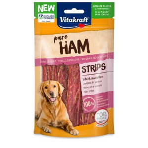 Vitakraft Pure Strisce di prosciutto per cani, confezione da 80g. Snack con 100% prosciutto.