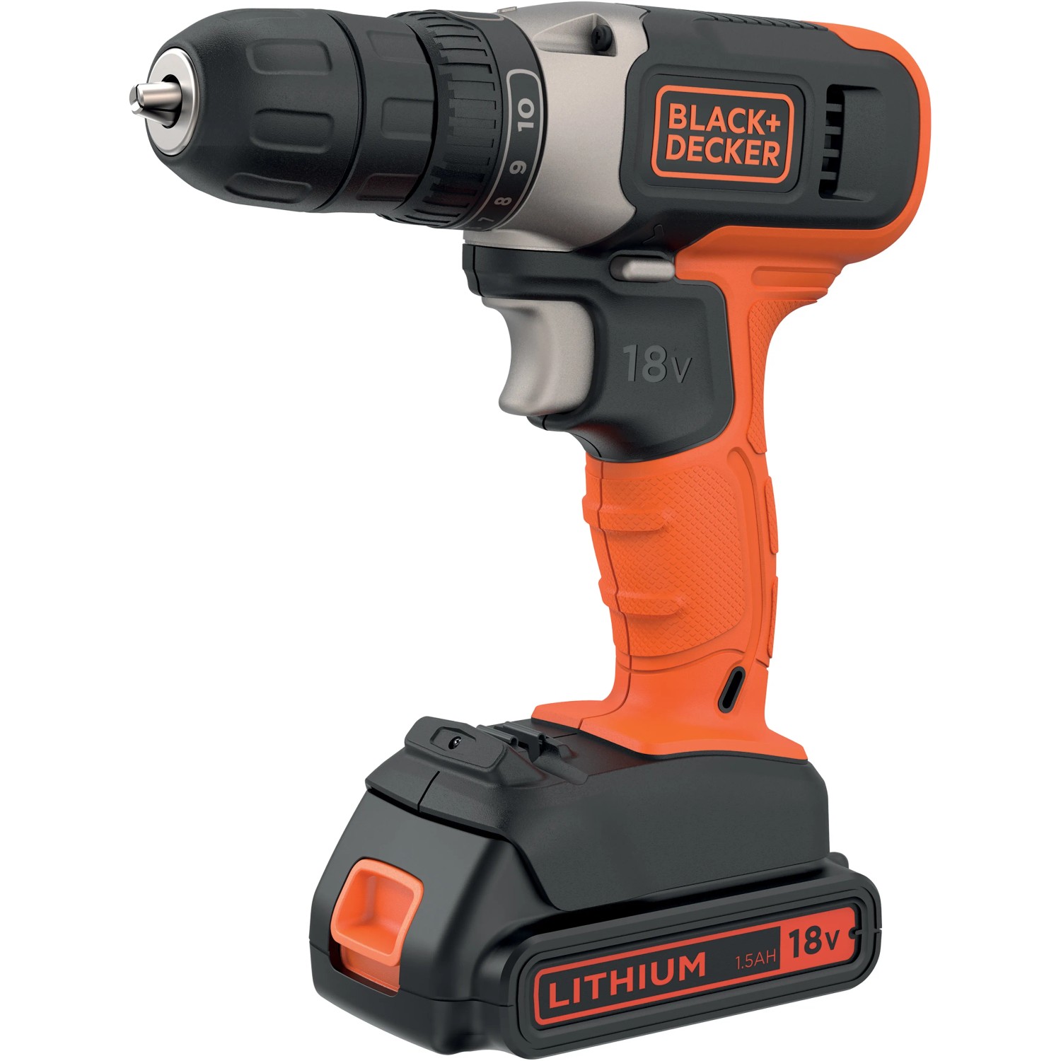 Avvitatore a batteria Black+Decker BCD001C1 18V con batteria, arancio e nero, per forare e avvitare.