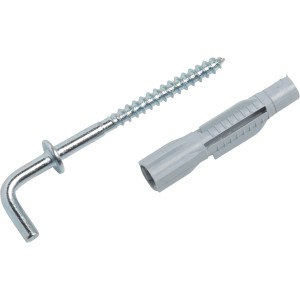 Tassello universale LUX con gancio, zincato, 6x33mm, 4 pezzi. Tassello e vite per fissaggi leggeri.