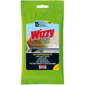 Salviette antiappannanti Wizzy per auto, 15 pezzi in confezione verde.