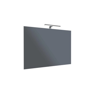 Specchio da parete rettangolare con lampada integrata.