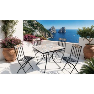 Salotto da giardino Garden Friend Sicily Quadro acciaio nero 4 posti