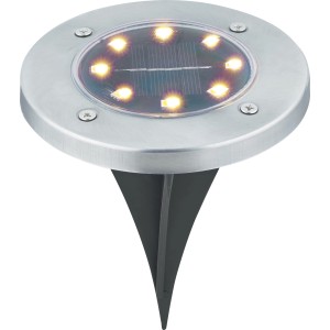 Faretto da incasso a LED solare in set da 3, in acciaio inox con picchetto e 8 LED.