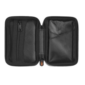 Custodia nera per cellulare t.b.t. con zip e scomparti interni.