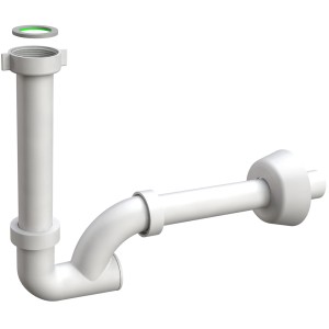 Sifone bianco per lavabo, dettaglio.