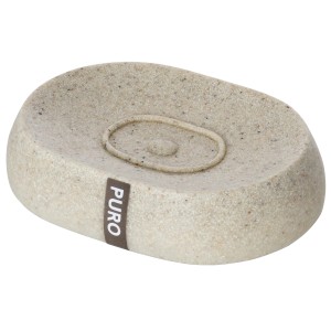 Wenko portasapone Puro grigio pietra in poliresina, forma ovale.