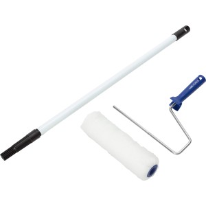 Rullo per pittura LUX in pelliccia sintetica 25cm con asta telescopica, parte di un set da pittore.